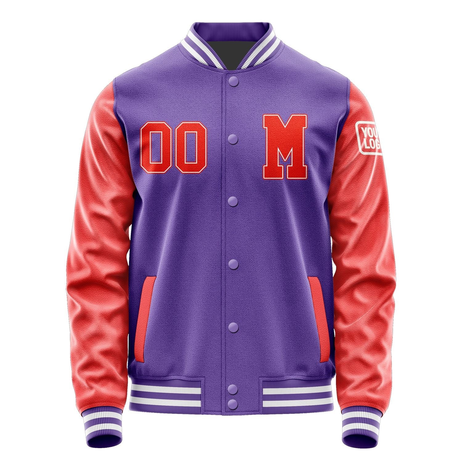 Custom Light Purple Orange Red Jacket Jb2323122318121818