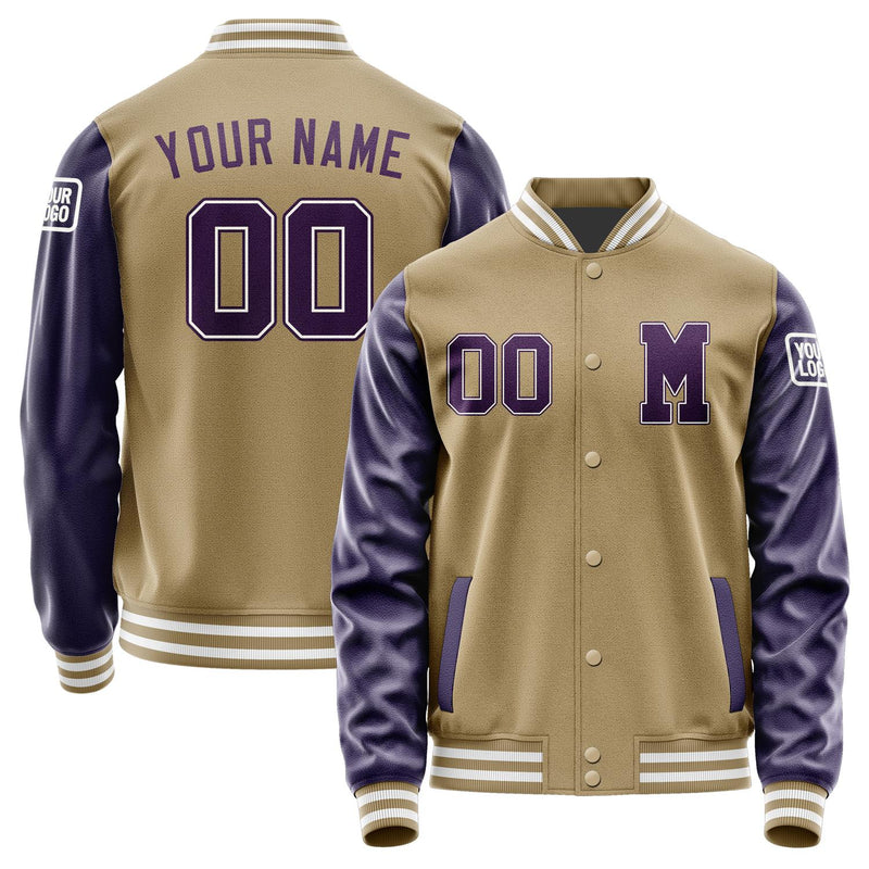 Custom Light Khaki Purple Jacket Jb2525072518071818