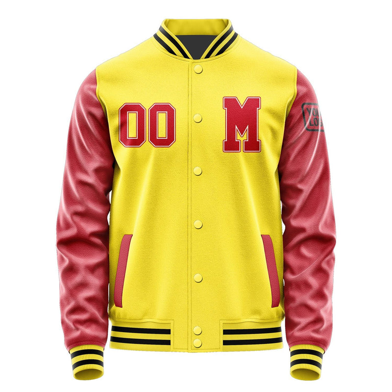 Custom Light Yellow Red Jacket Jb2626142617141817
