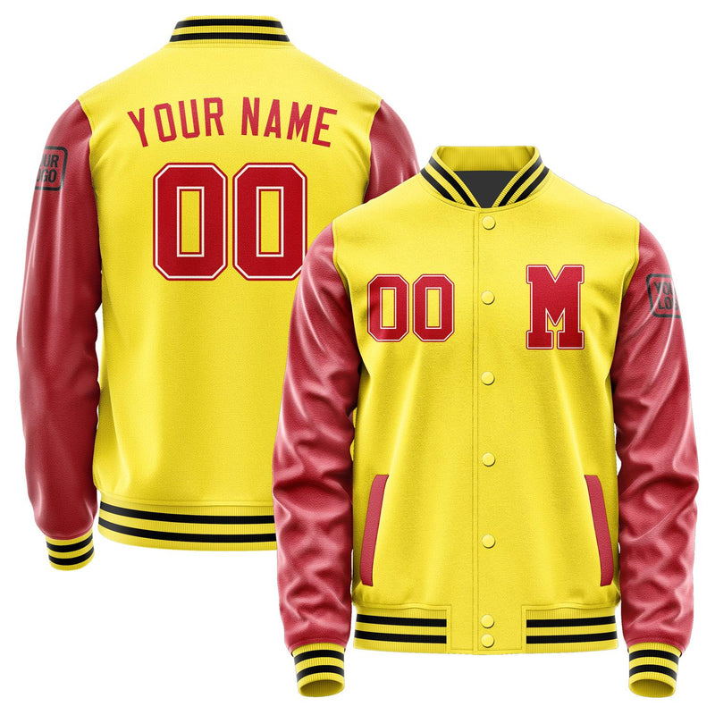 Custom Light Yellow Red Jacket Jb2626142617141817