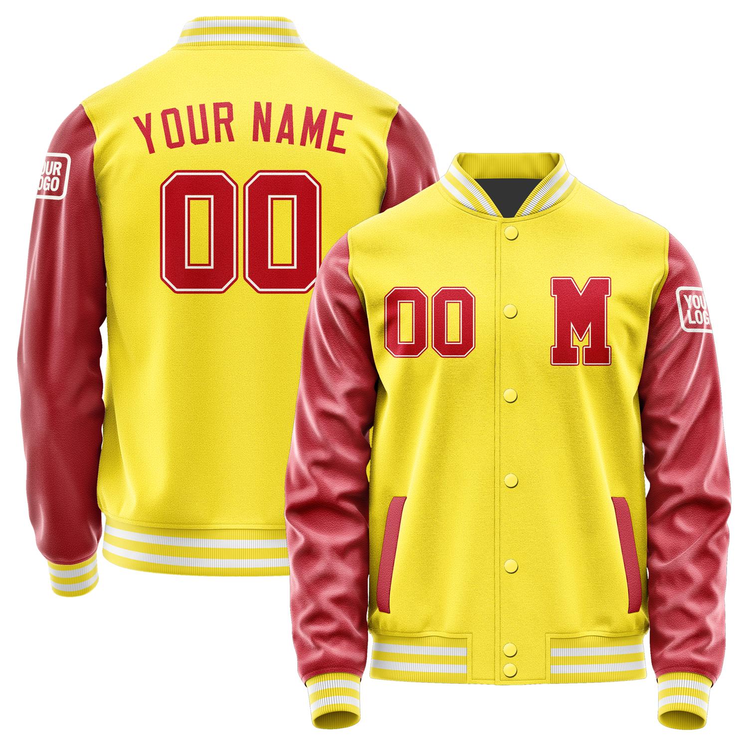 Custom Light Yellow Red Jacket Jb2626142618141818