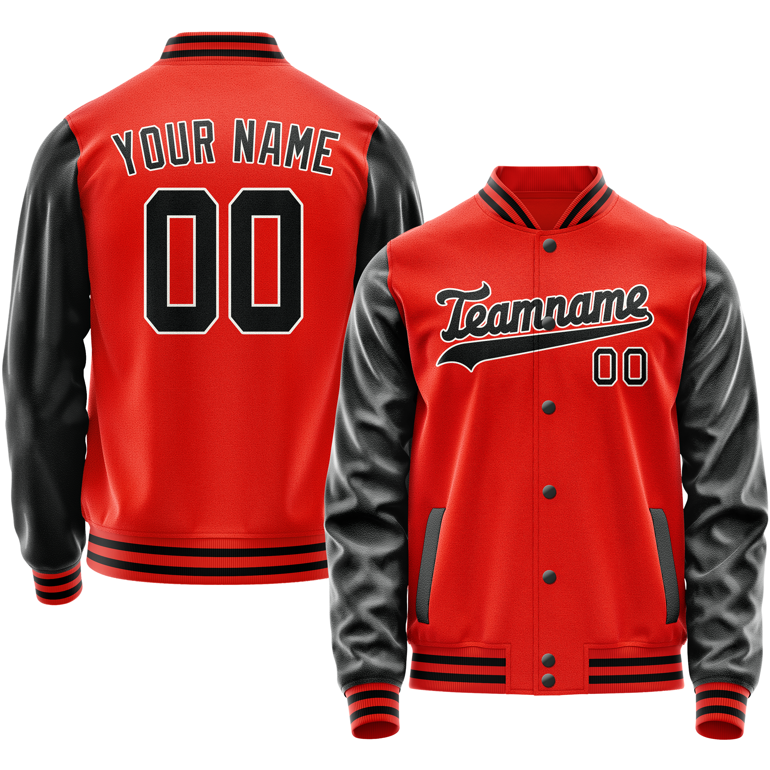 Veste universitaire personnalisée orange et noire unie