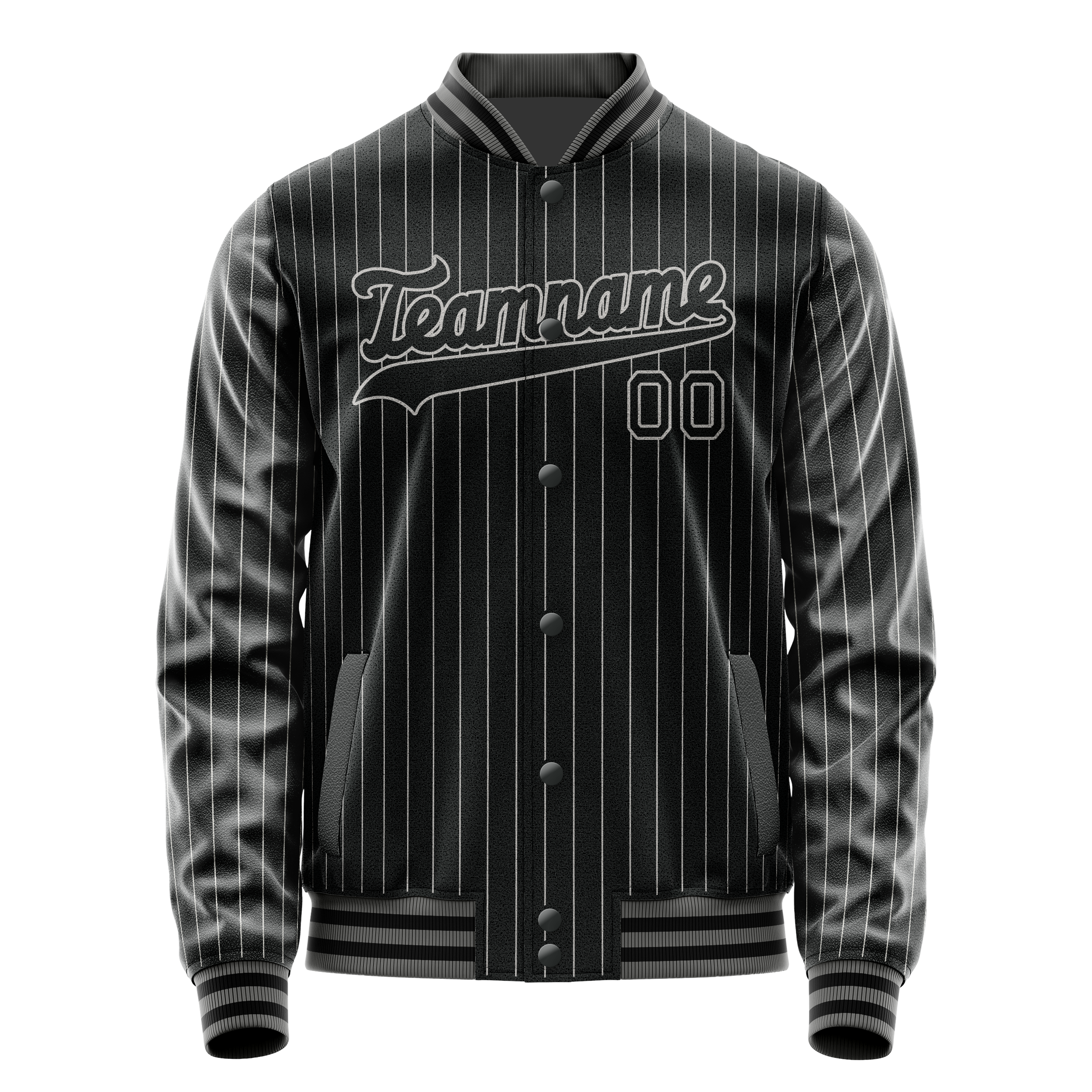 Veste universitaire personnalisée à fines rayures noires et grises