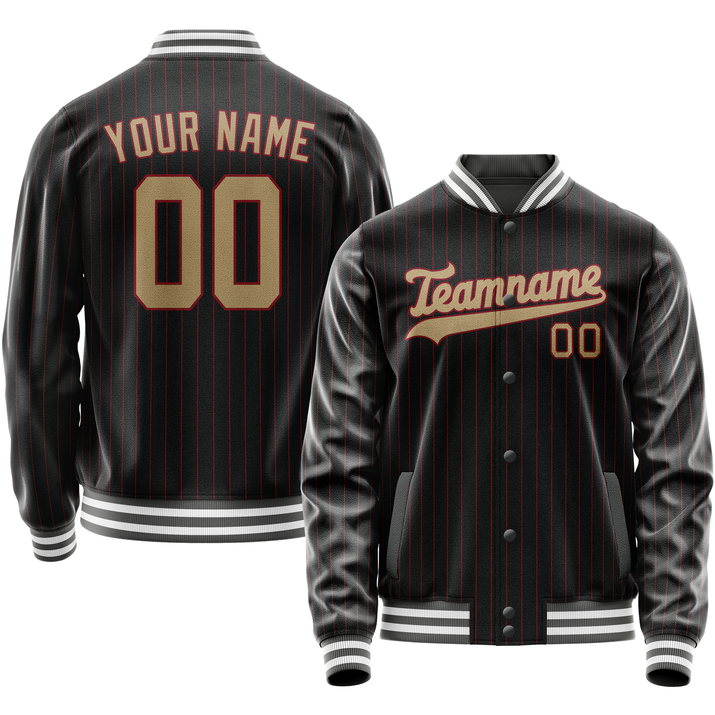 Veste universitaire personnalisée noire et crème unie