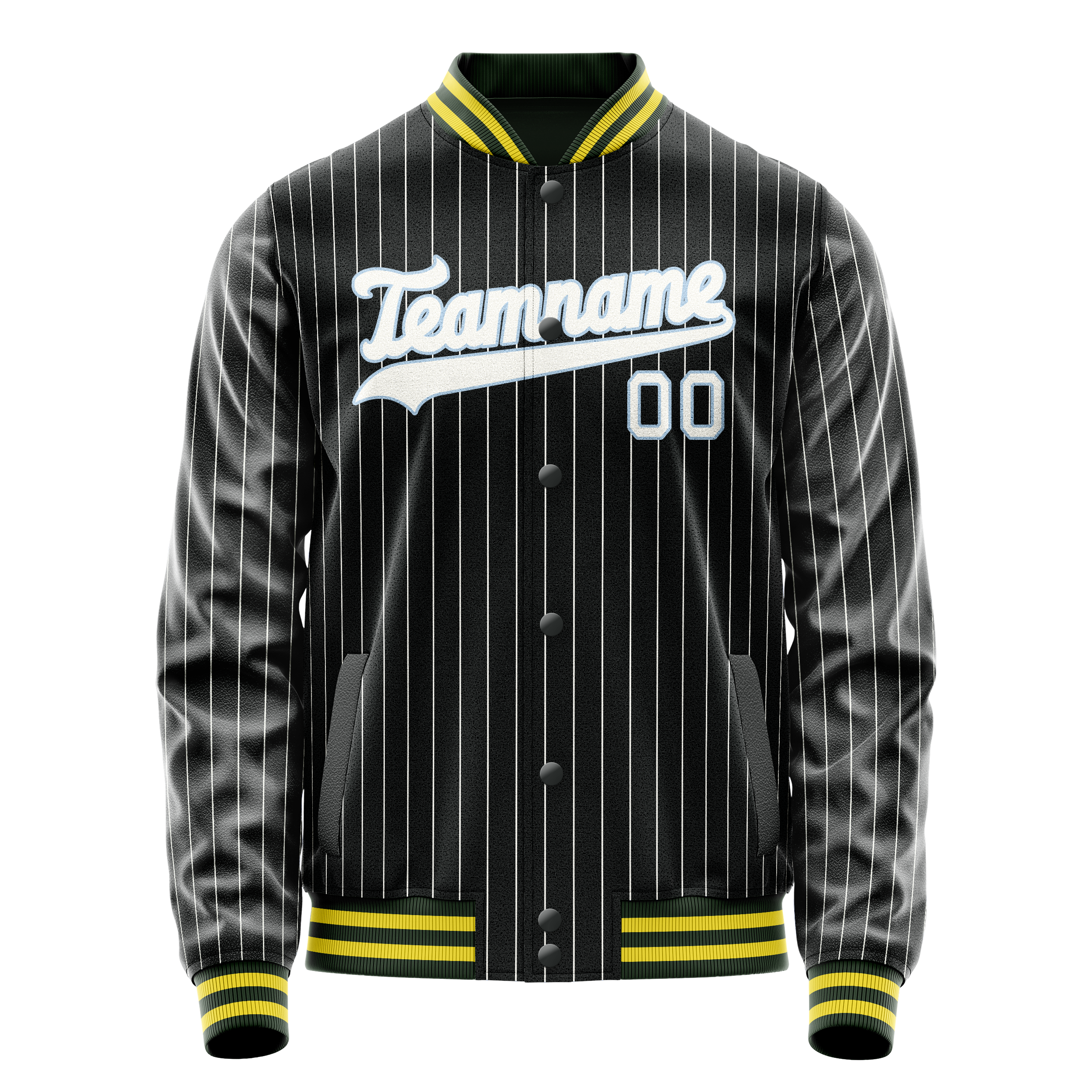 Veste universitaire à fines rayures noires, blanches et grises personnalisée