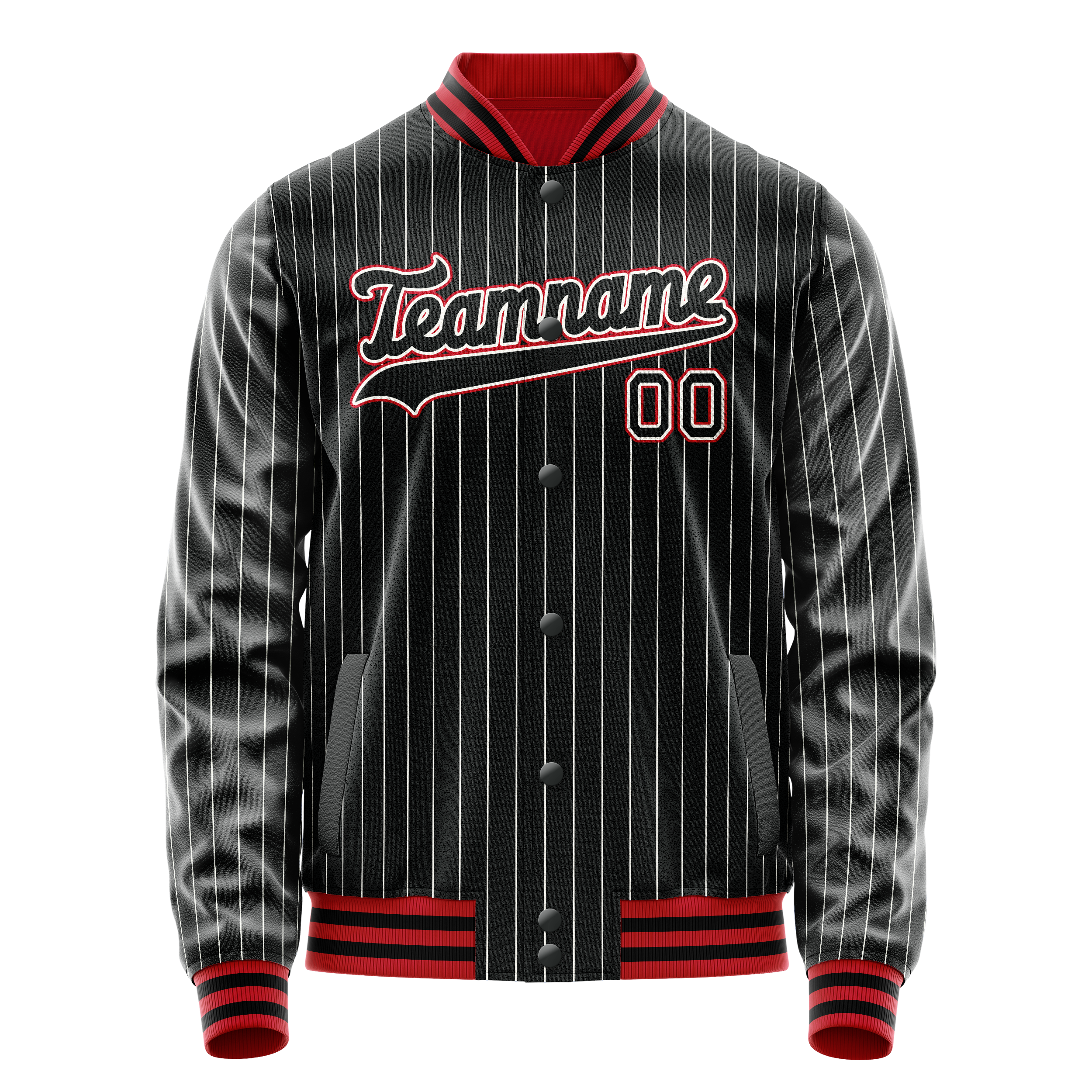 Veste universitaire personnalisée à fines rayures noires, oranges et blanches