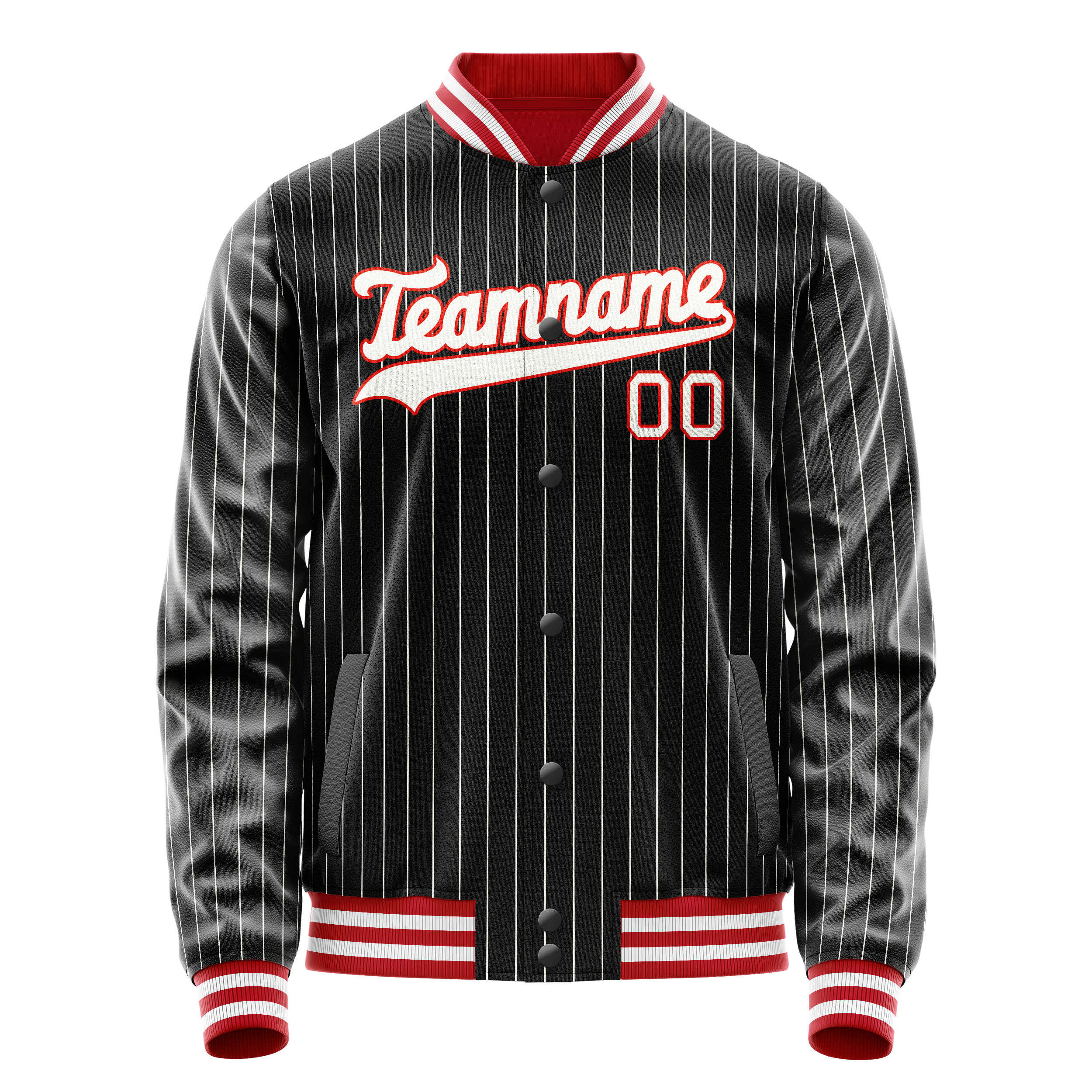 Veste universitaire personnalisée à fines rayures noires, oranges et blanches