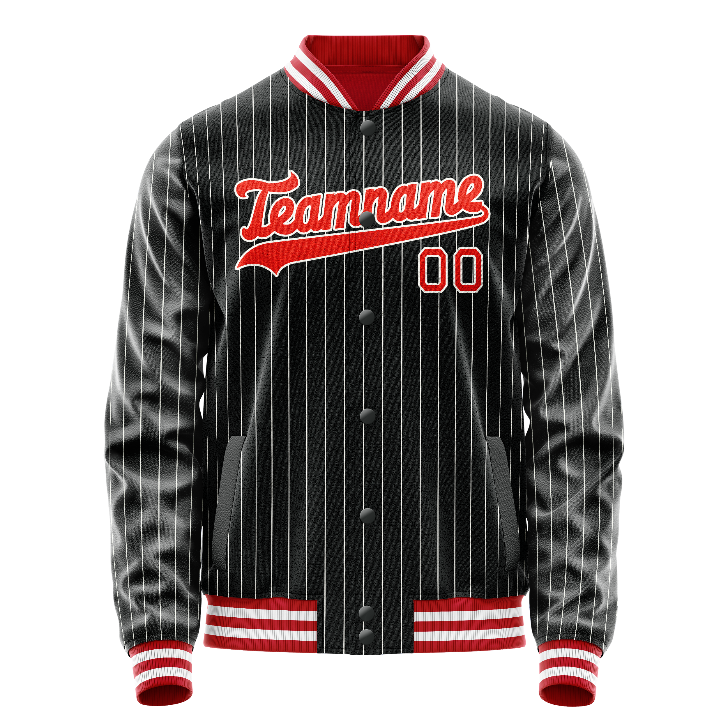 Veste universitaire personnalisée à fines rayures noires, oranges et grises