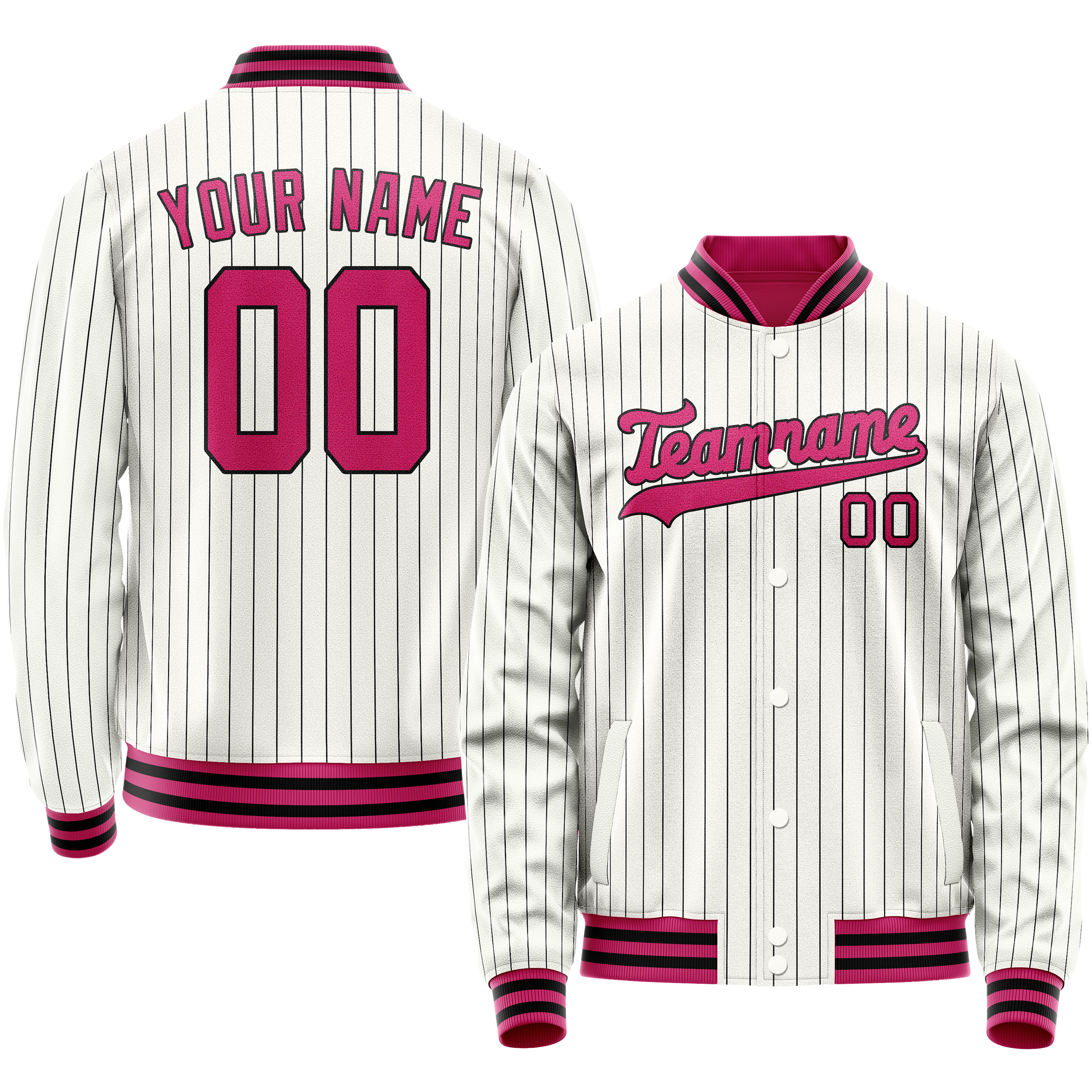 Veste universitaire personnalisée à fines rayures blanches, rouges et noires