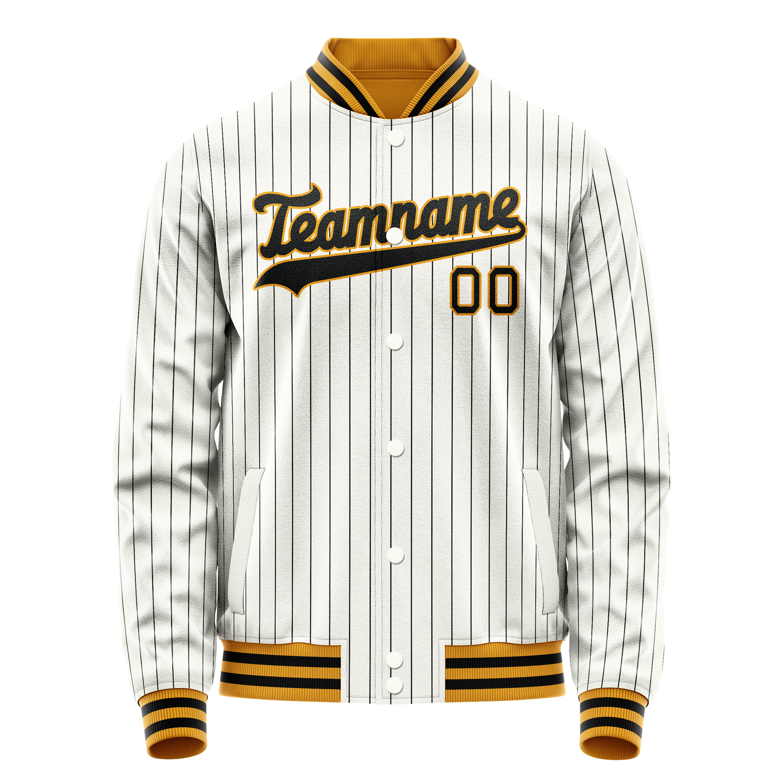 Veste universitaire personnalisée blanche et noire à fines rayures