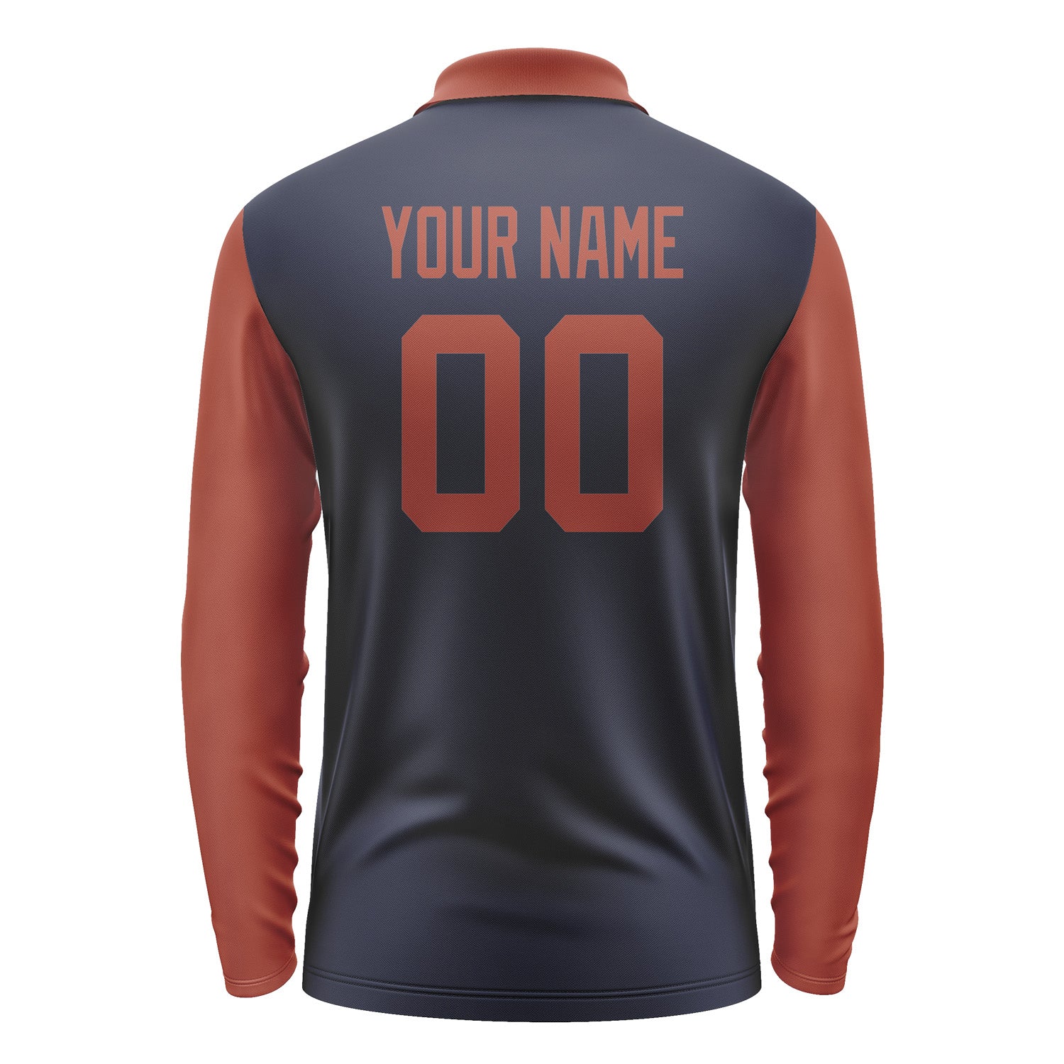 Custom Navy Coral Red Long Sleeve Polo Shirt Pl111616B116
