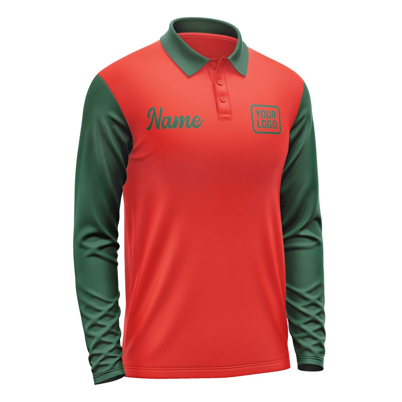Custom Orange Red Green Long Sleeve Polo Shirt Pl120505B105