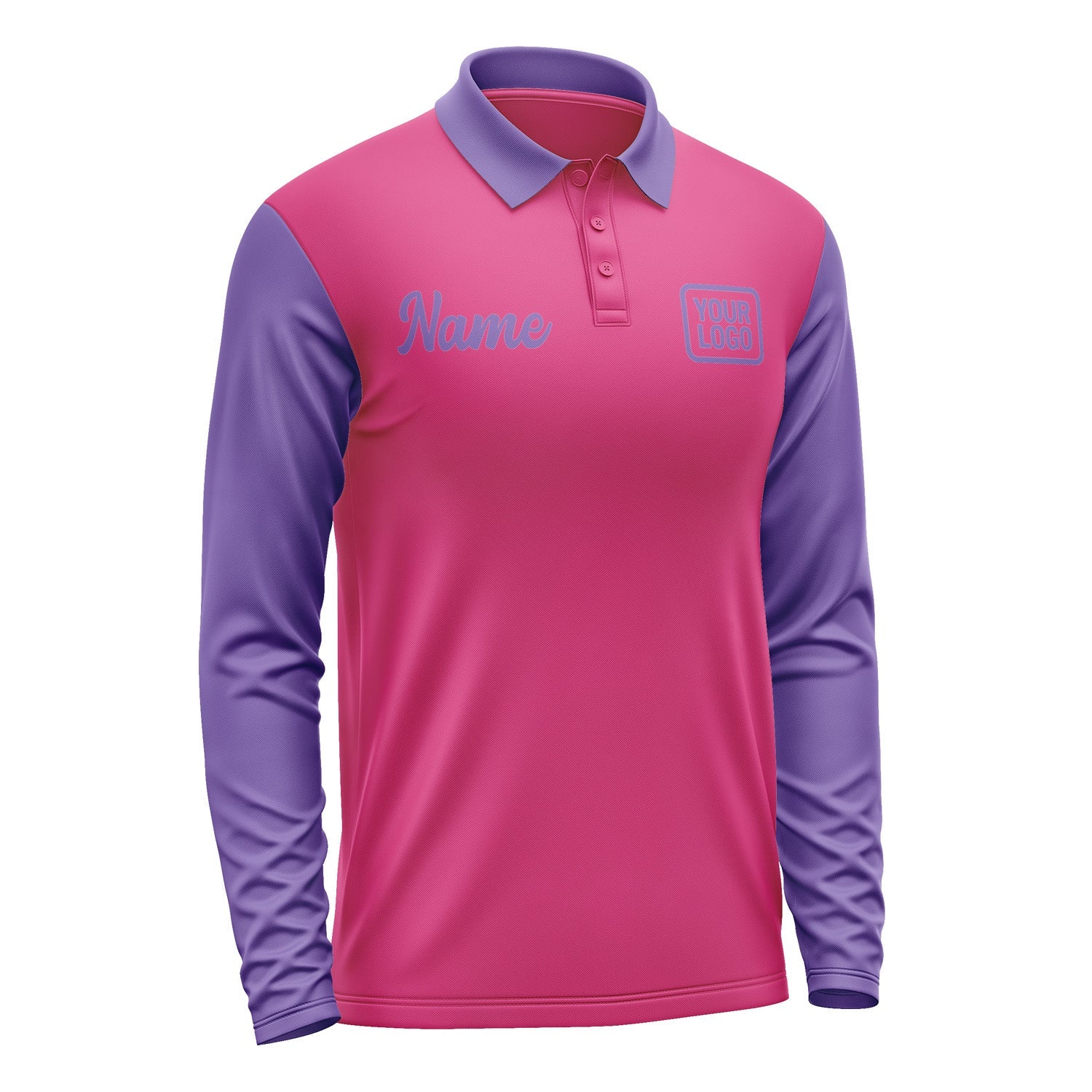 Custom Pink Light Purple Long Sleeve Polo Shirt Pl132323B123