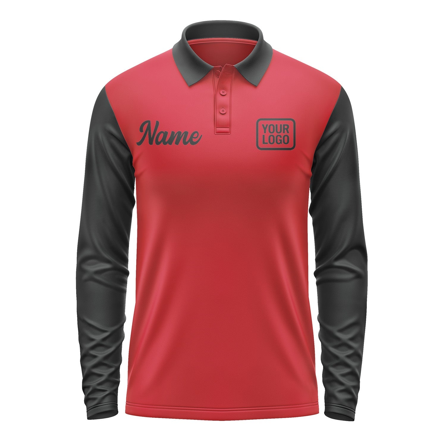 Custom Red Black Long Sleeve Polo Shirt Pl141717B117