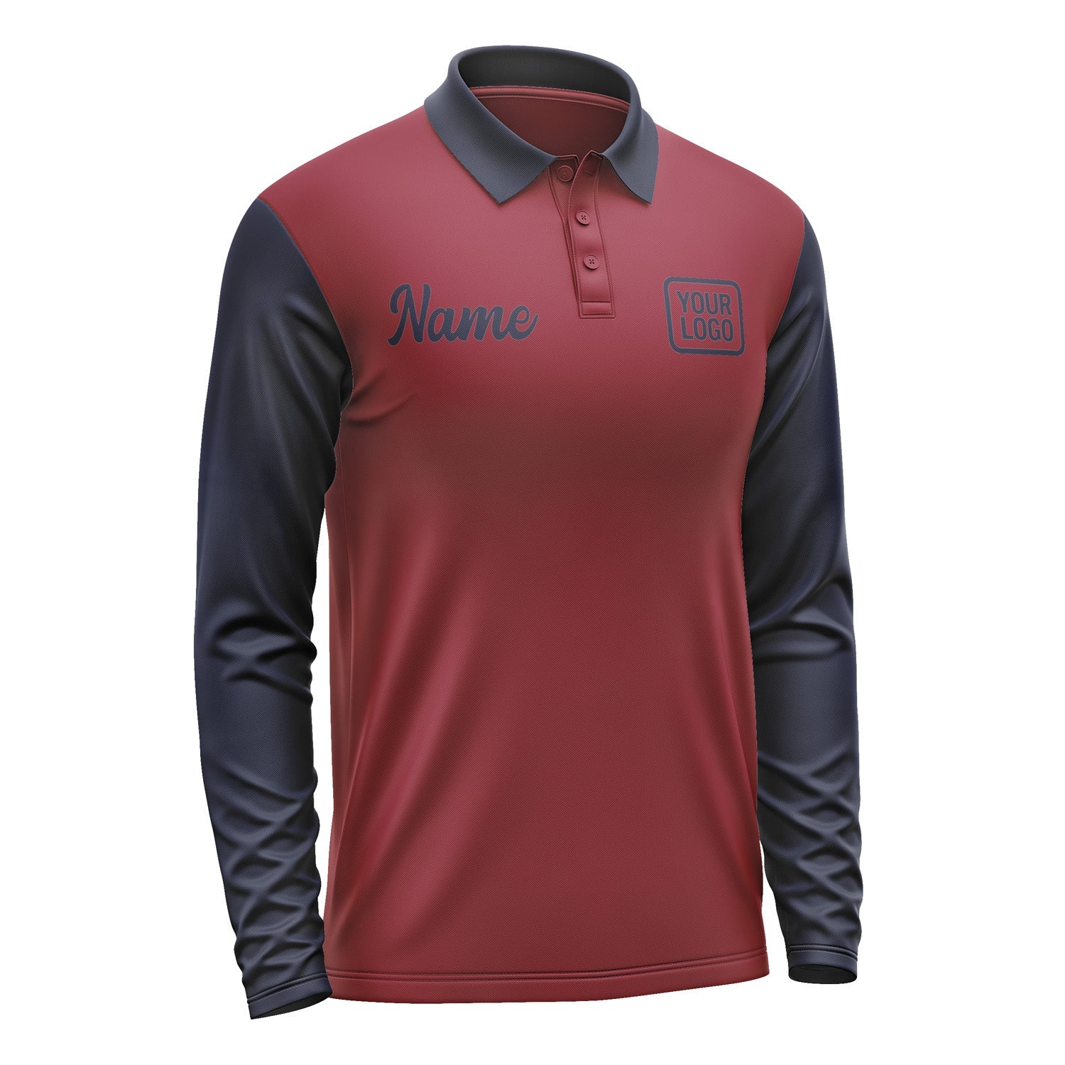 Custom Crimson Red Navy Long Sleeve Polo Shirt Pl151111B111