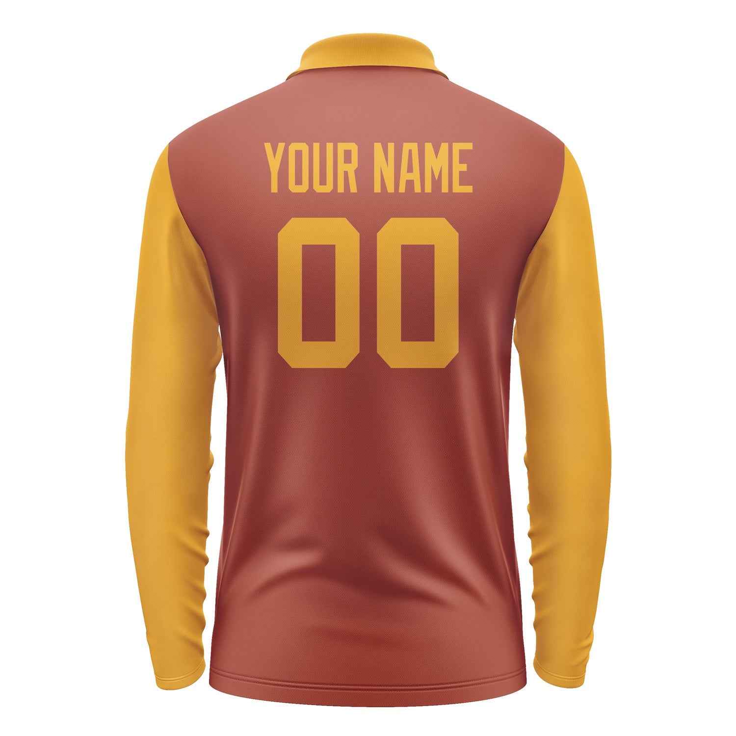 Custom Coral Red Yellow Long Sleeve Polo Shirt Pl161919B119