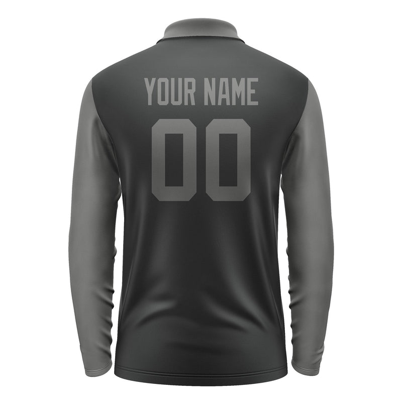 Custom Black Dark Grey Long Sleeve Polo Shirt Pl172020B120
