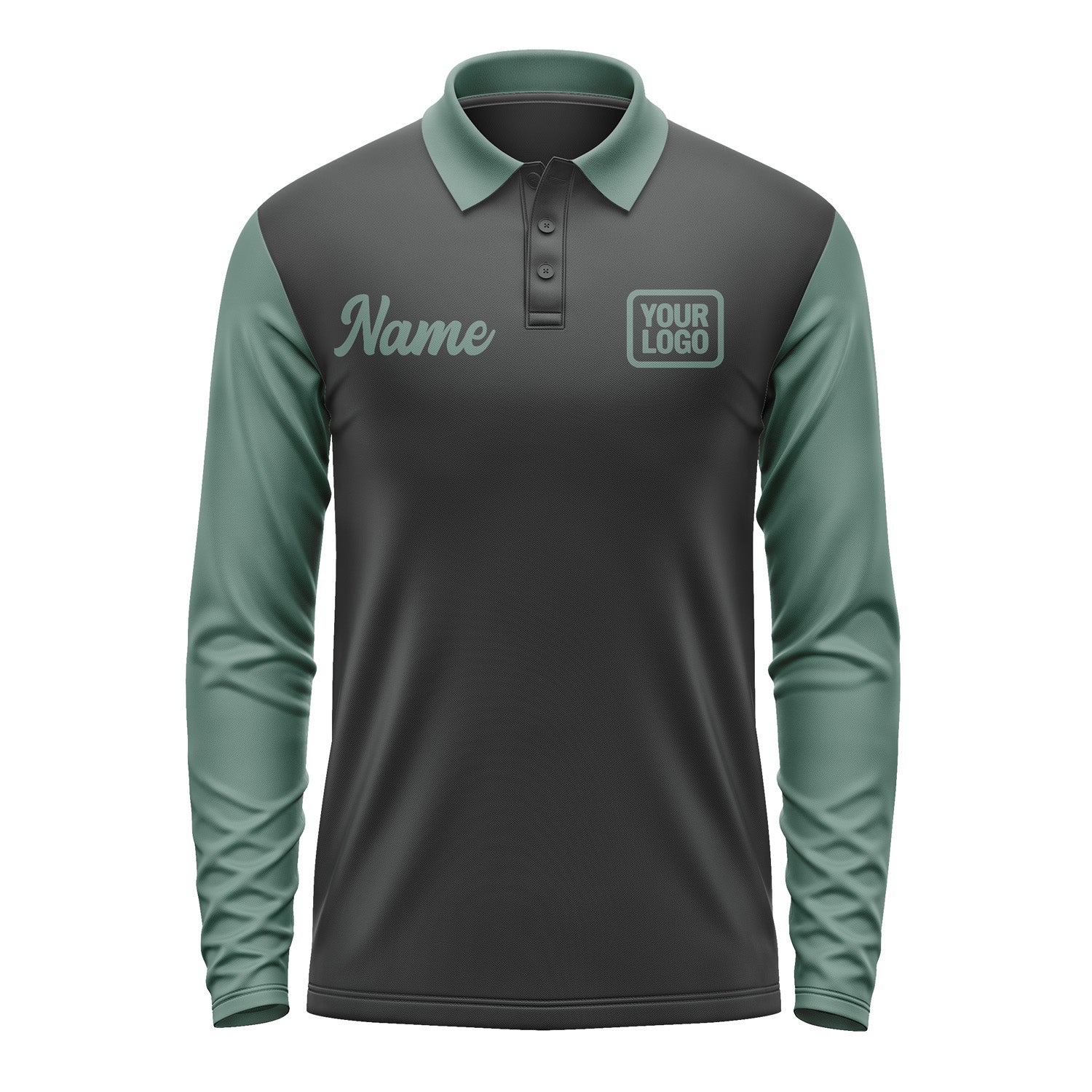 Custom Black Blue Green Long Sleeve Polo Shirt Pl172727B127