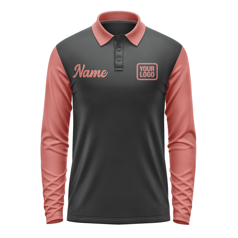 Custom Black Copper Rose Long Sleeve Polo Shirt Pl172929B129