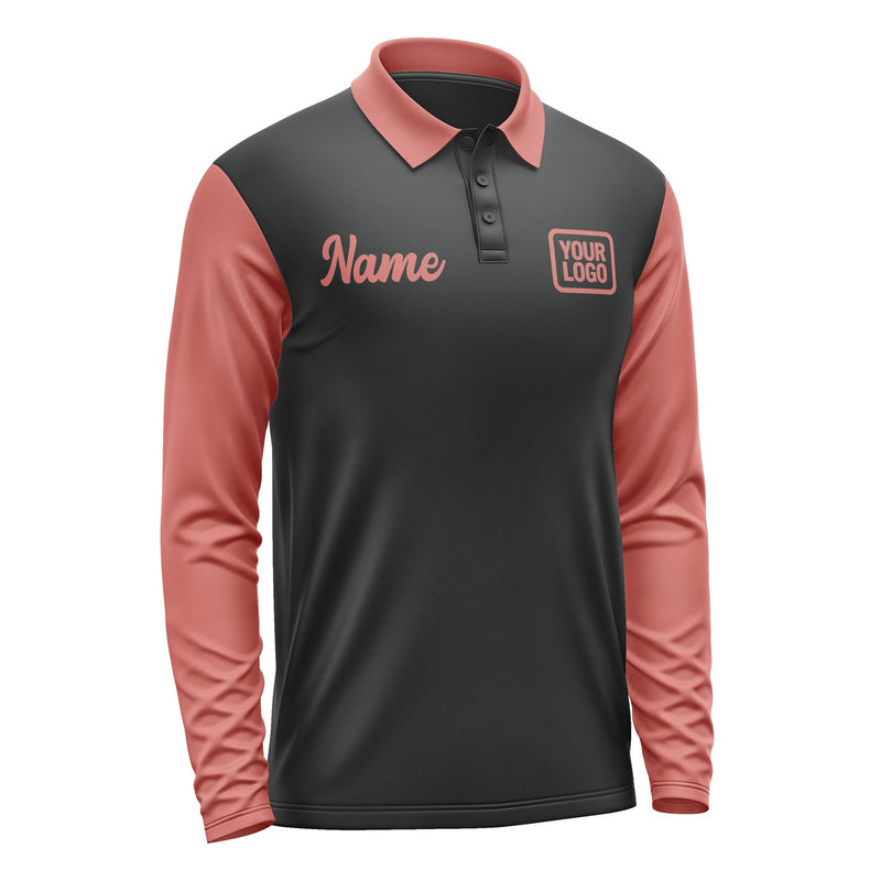 Custom Black Copper Rose Long Sleeve Polo Shirt Pl172929B129