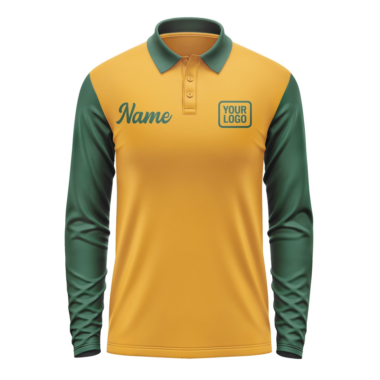 Custom Yellow Green Long Sleeve Polo Shirt Pl190505B105