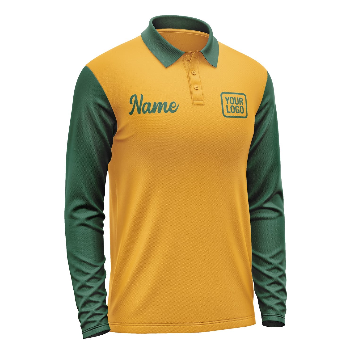 Custom Yellow Green Long Sleeve Polo Shirt Pl190505B105