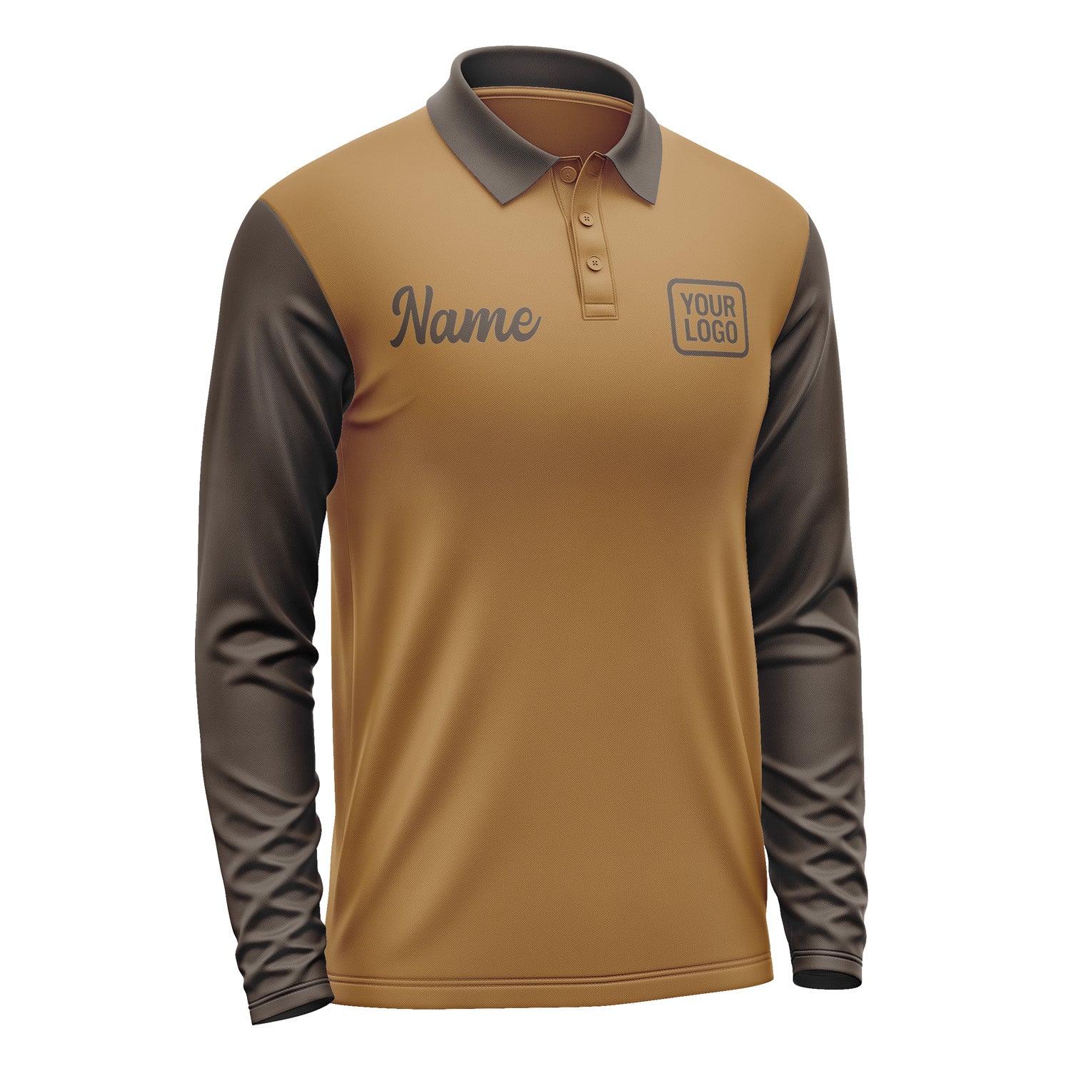 Custom Khaki Brown Long Sleeve Polo Shirt Pl220101B101