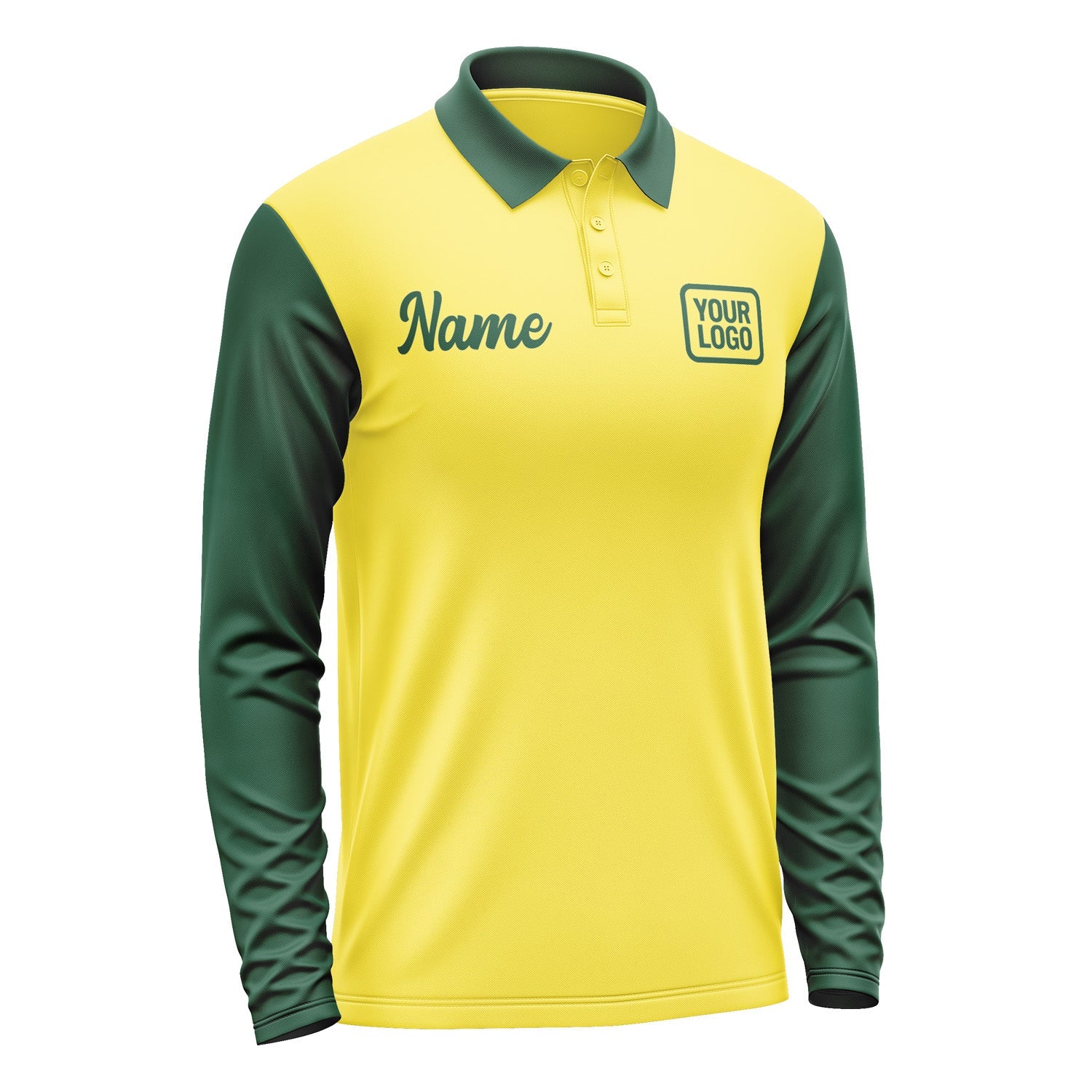 Custom Light Yellow Green Long Sleeve Polo Shirt Pl260505B105