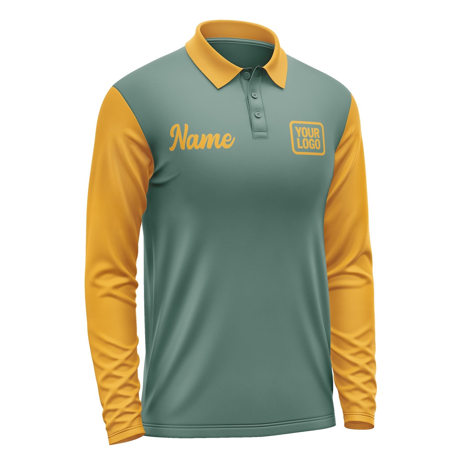 Custom Blue Green Yellow Long Sleeve Polo Shirt Pl271919B119