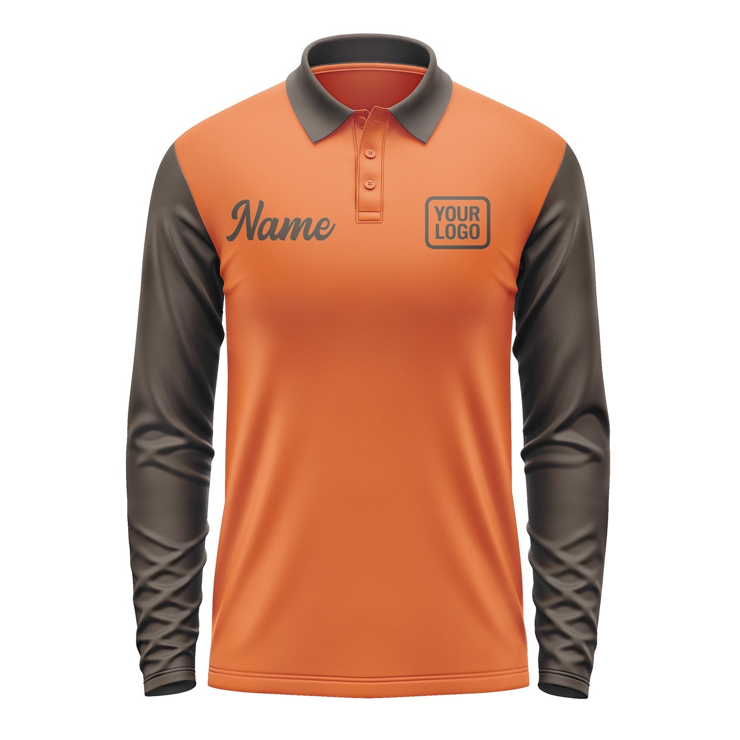 Custom Orange Brown Long Sleeve Polo Shirt Pl280101B101