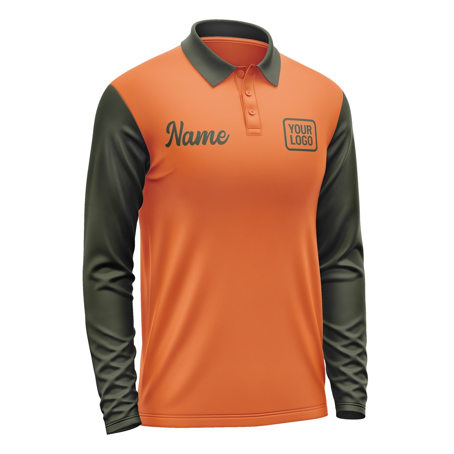 Custom Orange Olive Long Sleeve Polo Shirt Pl280202B102
