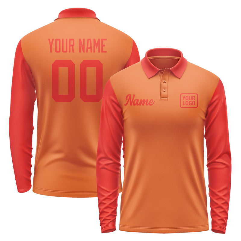 Custom Orange Orange Red Long Sleeve Polo Shirt Pl281212B112