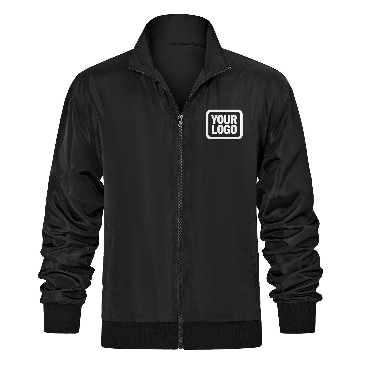 Blouson aviateur noir personnalisé — Ajouter un nom/logo