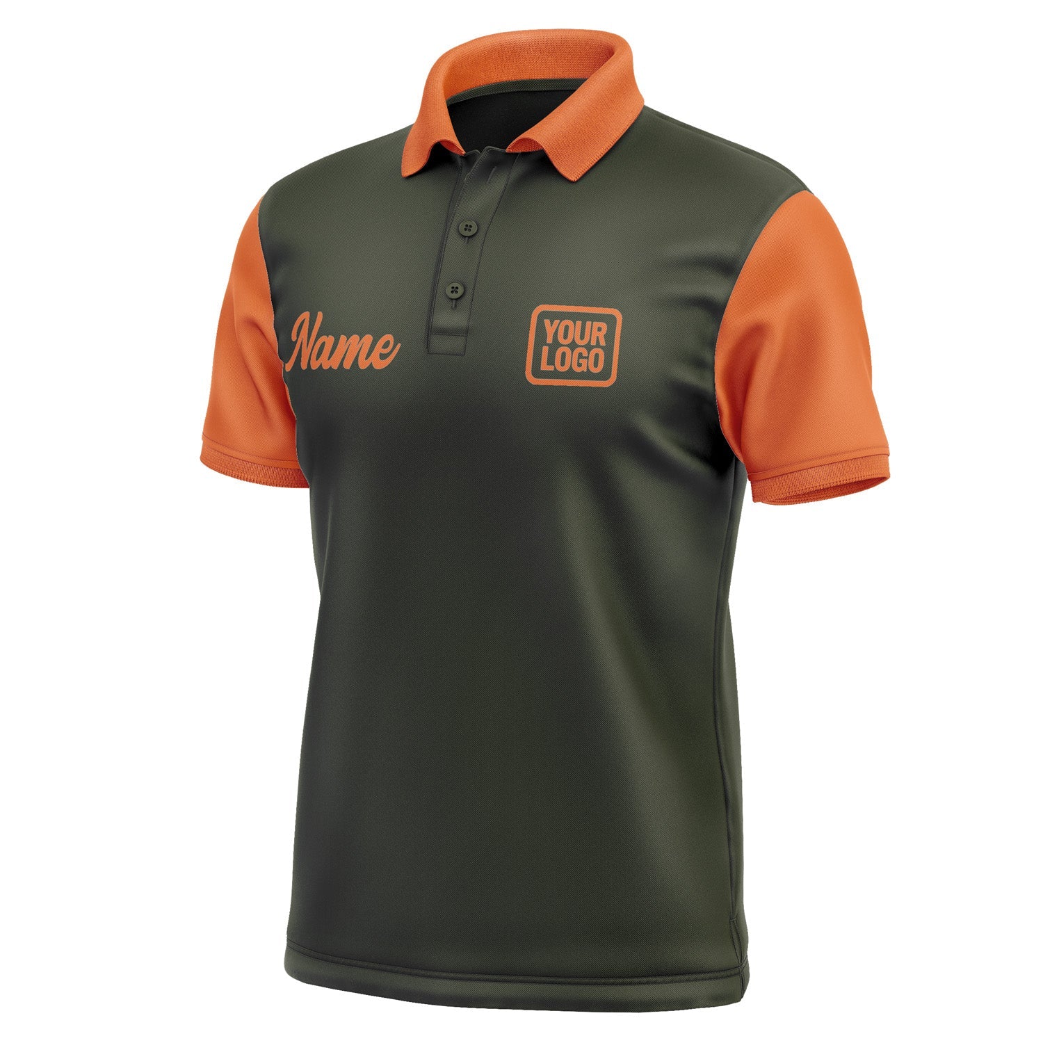 Custom Olive Orange Short-Sleeve Polo Shirt PO022828B128