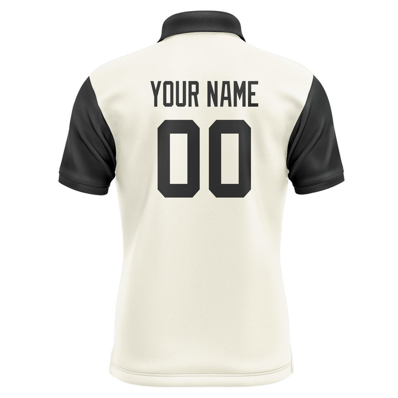 Custom Cream Black Short-Sleeve Polo Shirt PO031717B117