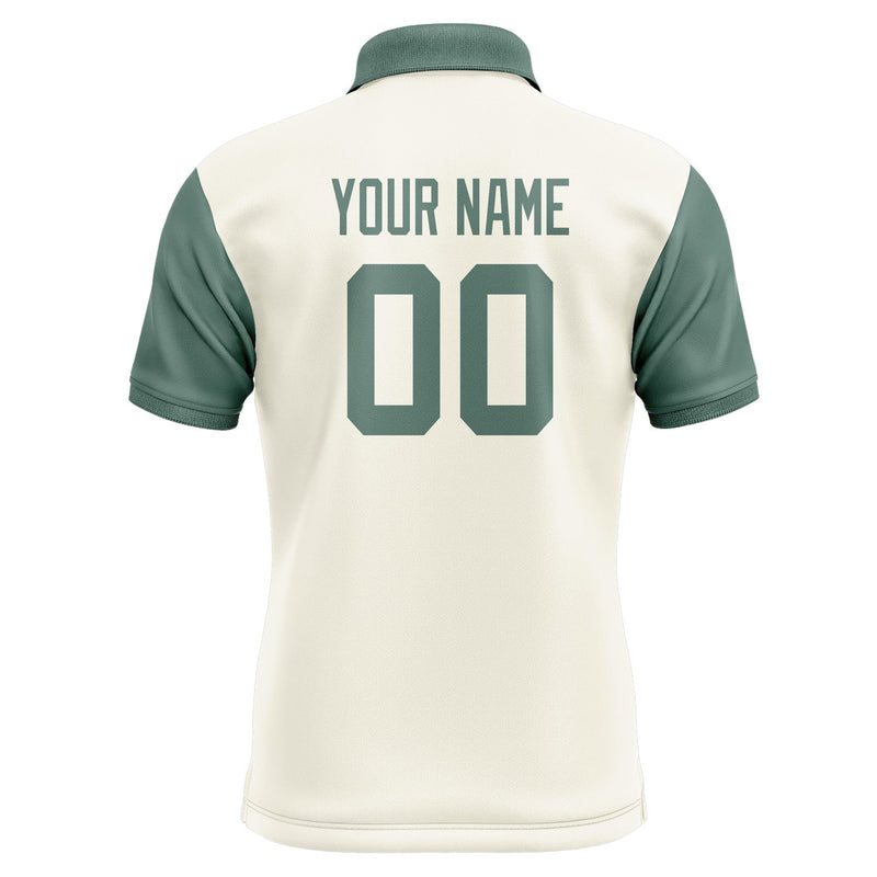 Custom Cream Blue Green Short-Sleeve Polo Shirt PO032727B127