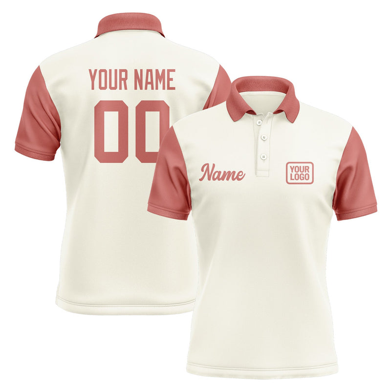 Custom Cream Copper Rose Short-Sleeve Polo Shirt PO032929B129