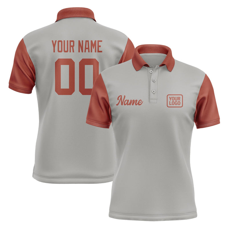 Custom Gray Coral Red Short-Sleeve Polo Shirt PO041616B116