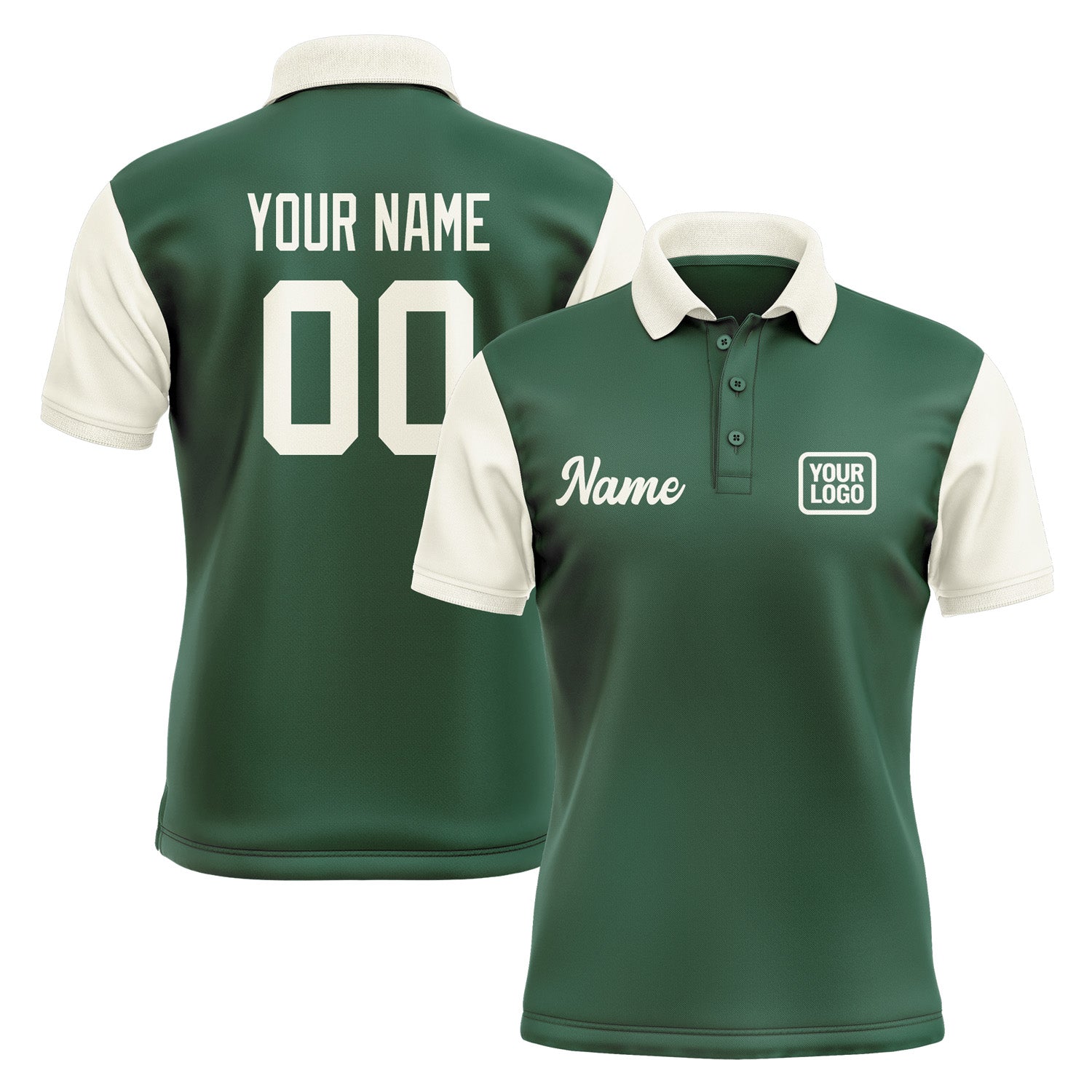 Custom Green Cream Short-Sleeve Polo Shirt PO050303B103