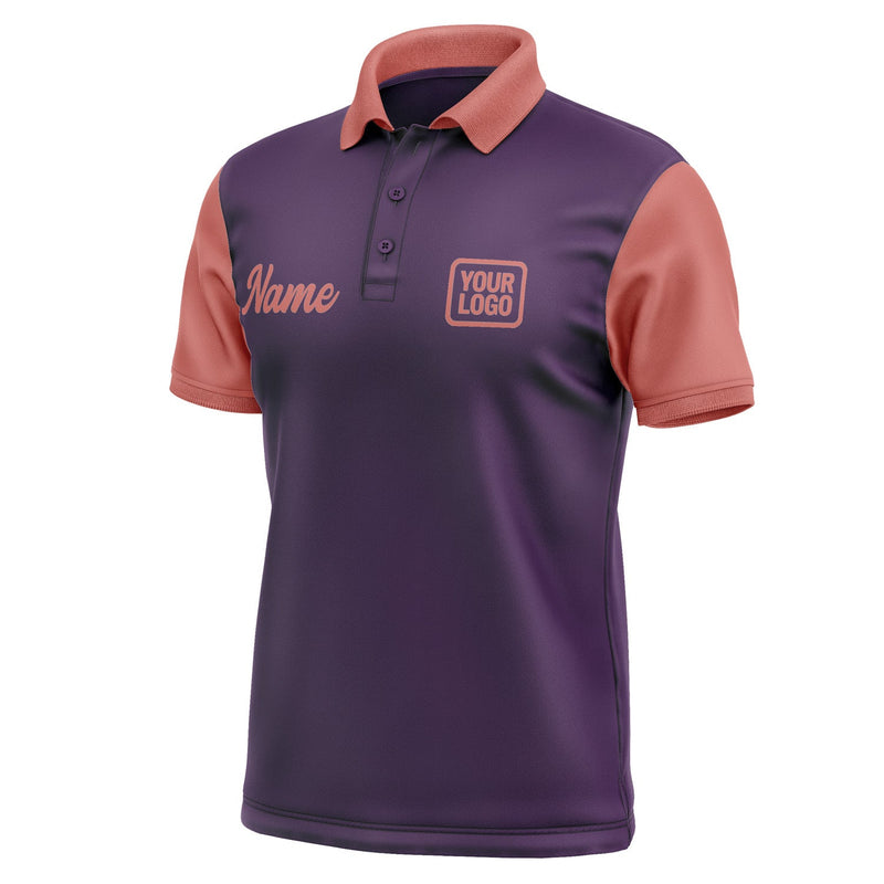 Custom Purple Copper Rose Short-Sleeve Polo Shirt PO072929B129