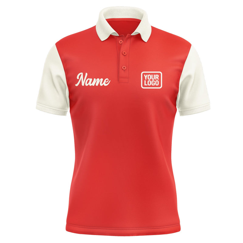 Custom Orange Red Cream Short-Sleeve Polo Shirt PO120303B103