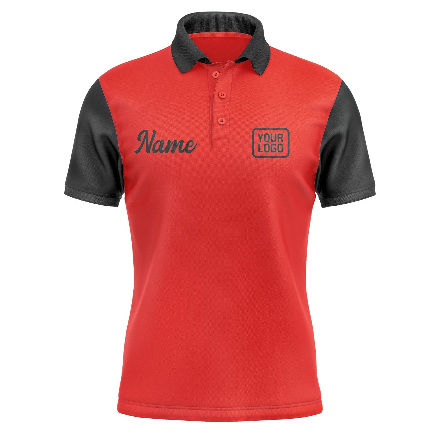 Custom Orange Red Black Short-Sleeve Polo Shirt PO121717B117