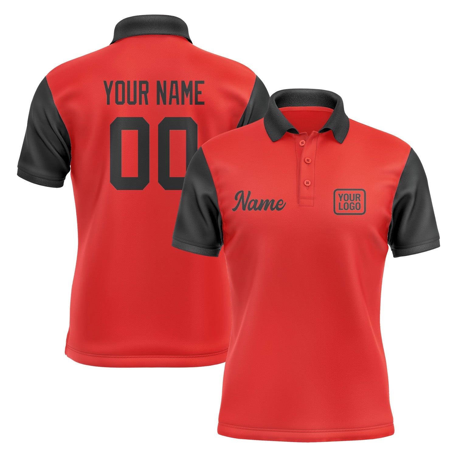 Custom Orange Red Black Short-Sleeve Polo Shirt PO121717B117