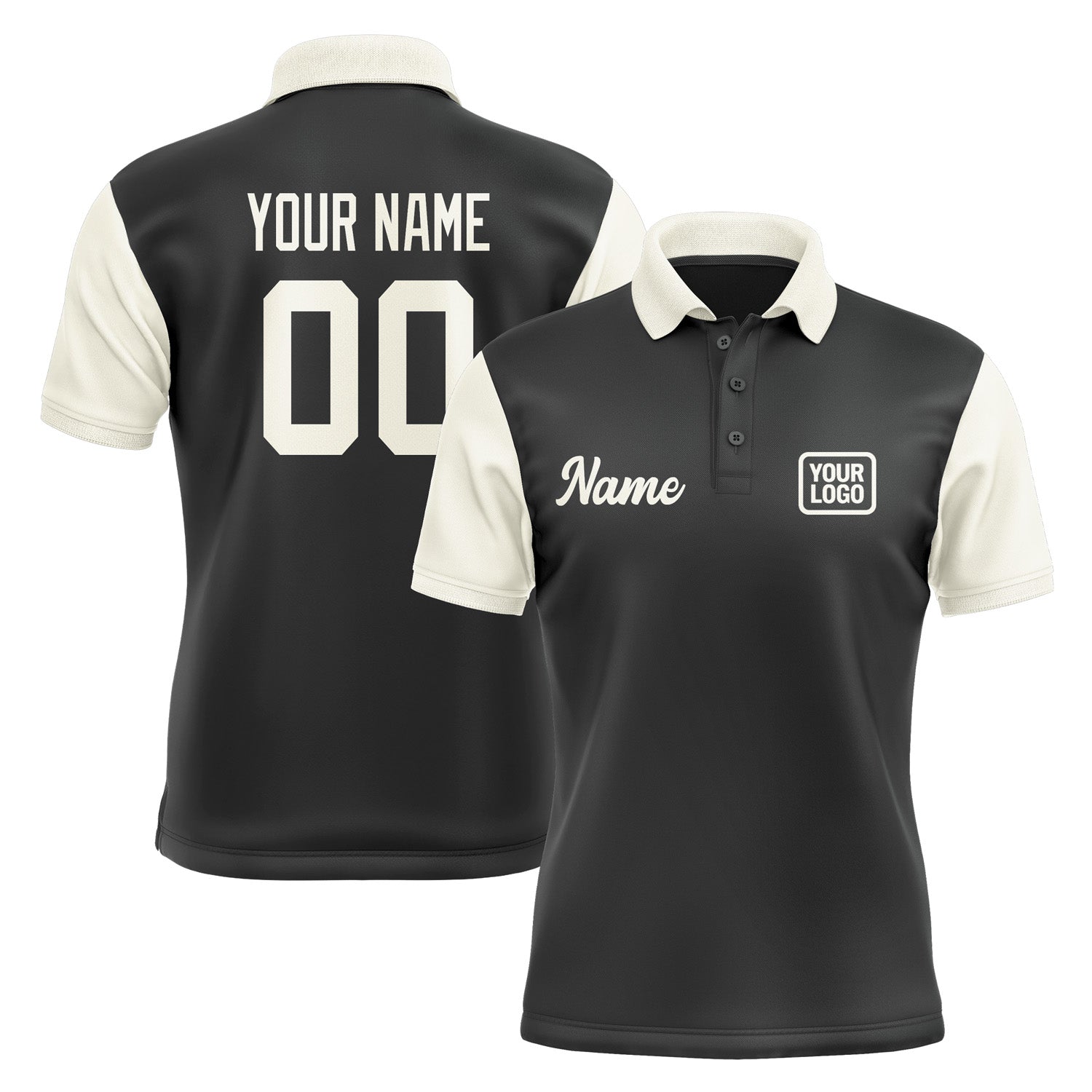 Custom Black Cream Short-Sleeve Polo Shirt PO170303B103