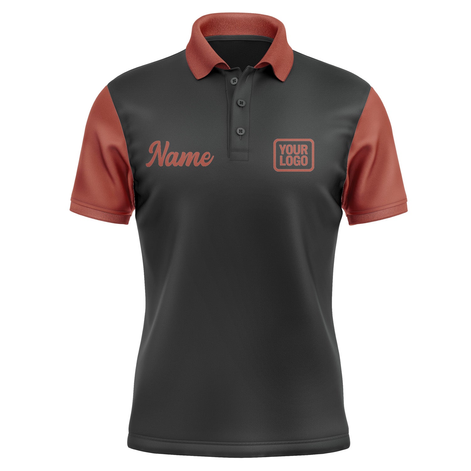 Custom Black Coral Red Short-Sleeve Polo Shirt PO171616B116