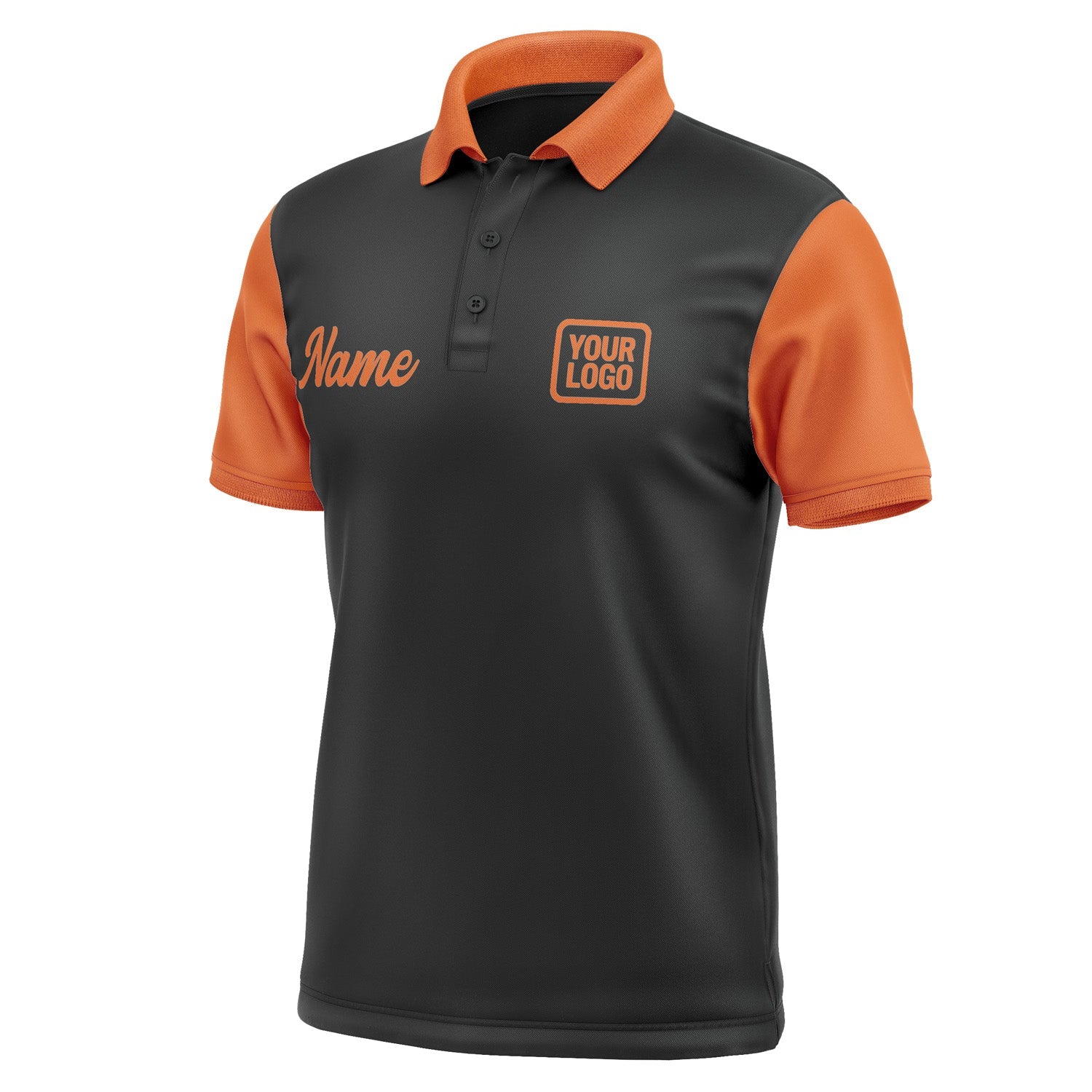 Custom Black Orange Short-Sleeve Polo Shirt PO172828B128