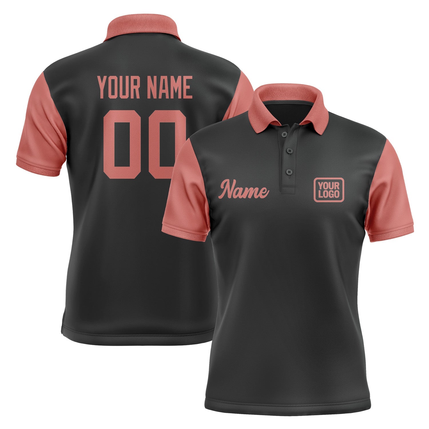 Custom Black Copper Rose Short-Sleeve Polo Shirt PO172929B129