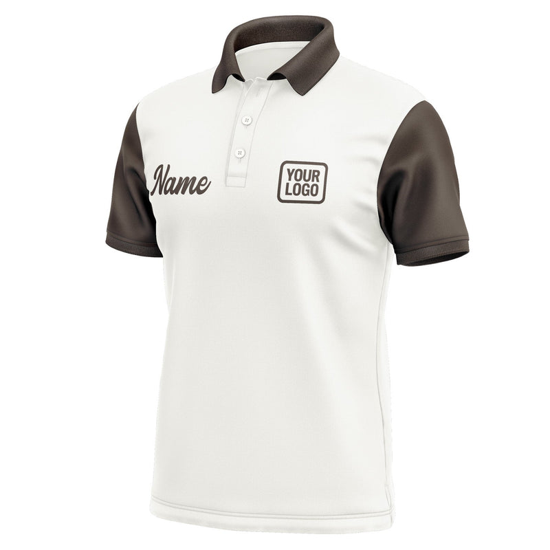 Custom White Brown Short-Sleeve Polo Shirt PO180101B101