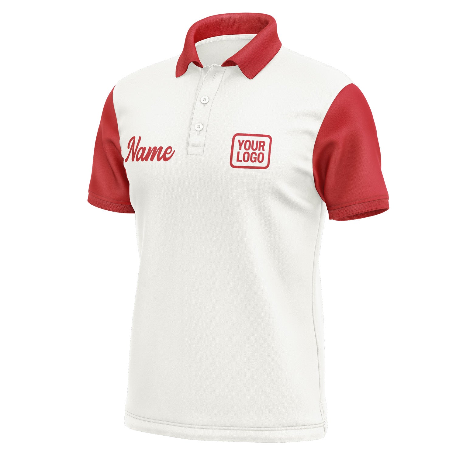 Custom White Red Short-Sleeve Polo Shirt PO181414B114