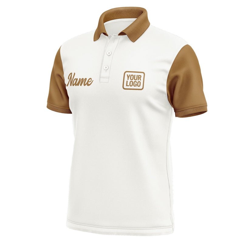 Custom White Khaki Short-Sleeve Polo Shirt PO182222B122
